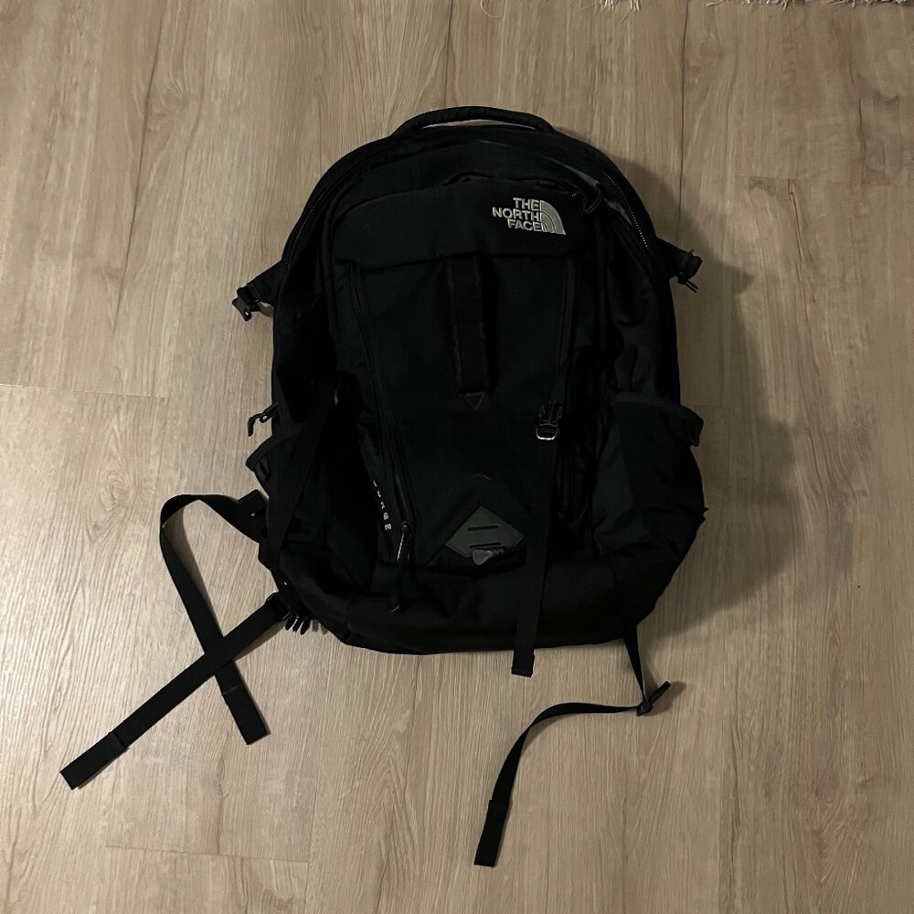 North Face Surge Backpack Black FlexVent Laptop Padded Straps Outdoor Travel Bag